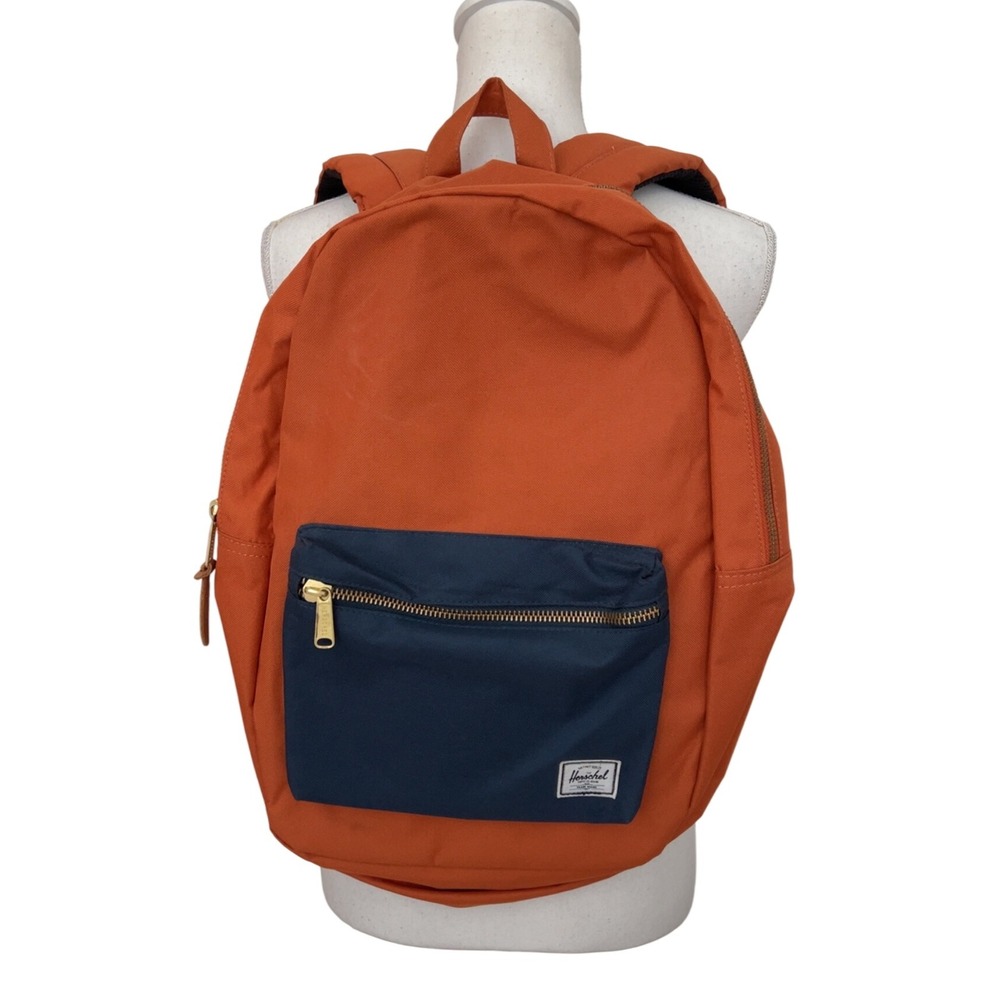Herschel Supply Co. Orange & Navy Canvas Backpack‎ School Bag Bookbag Travel